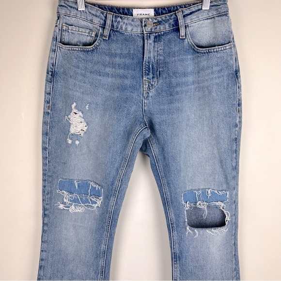 Frame | The Low Boot Low Rise Bootcut Distressed Patch Jeans | 28 - Picture 5 of 15